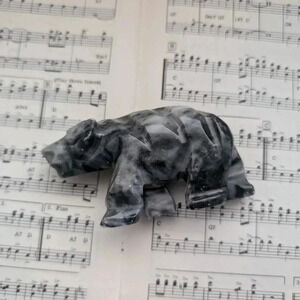 Marble Bear Sculpture - Black and White